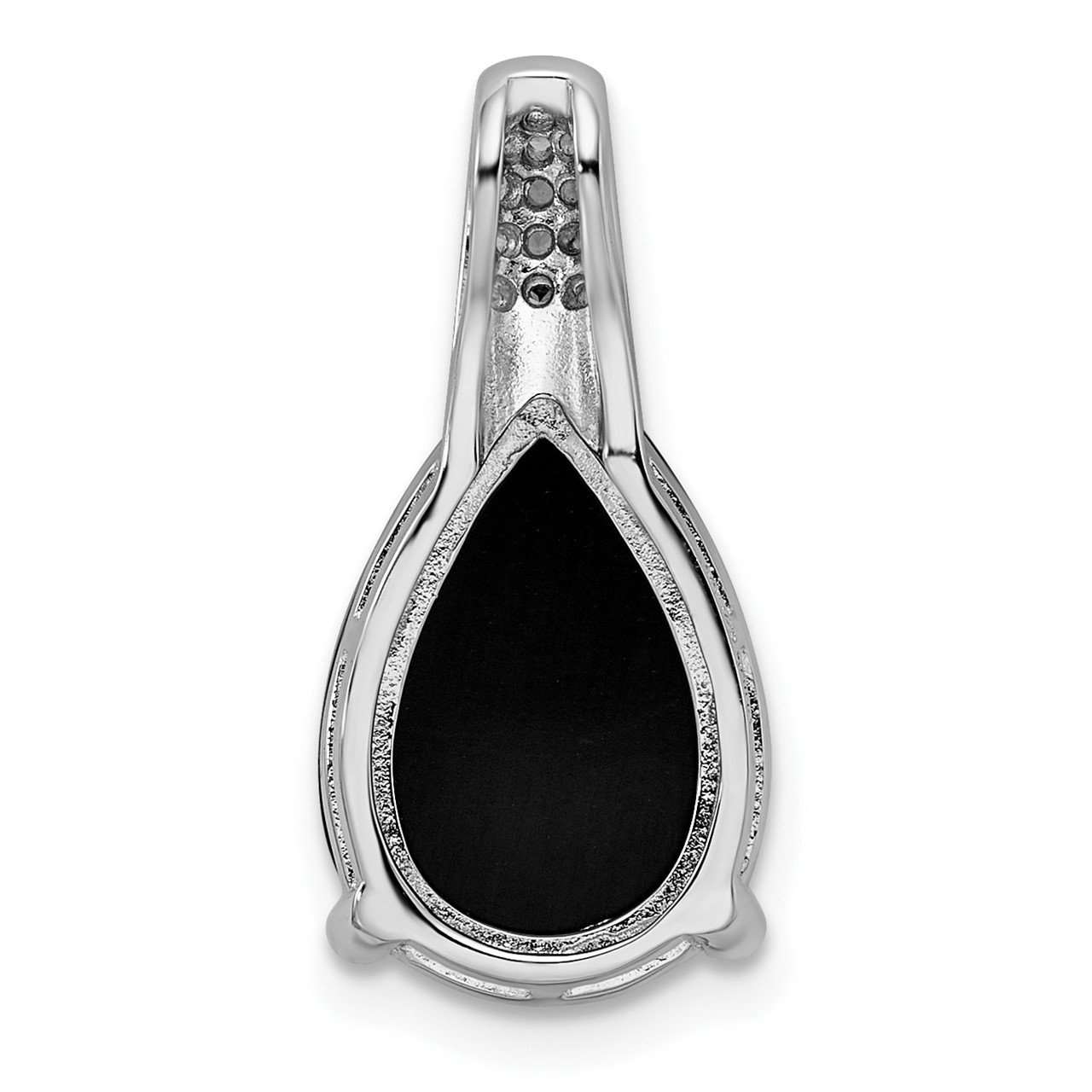 Sterling Silver Rhodium-plated CZ and Onyx Pendant-3