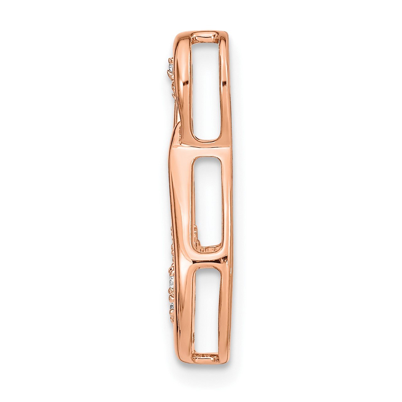 14k Rose Gold Polished Diamond Double Teardrop Chain Slide-1