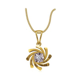 14k Yellow Gold 0.13 Ct. Diamond Rotary Shape Pendant