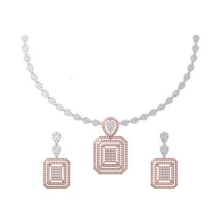 14K Gold Diamond 5.080 ct. Necklace and 3.252 ct. Earrings Set