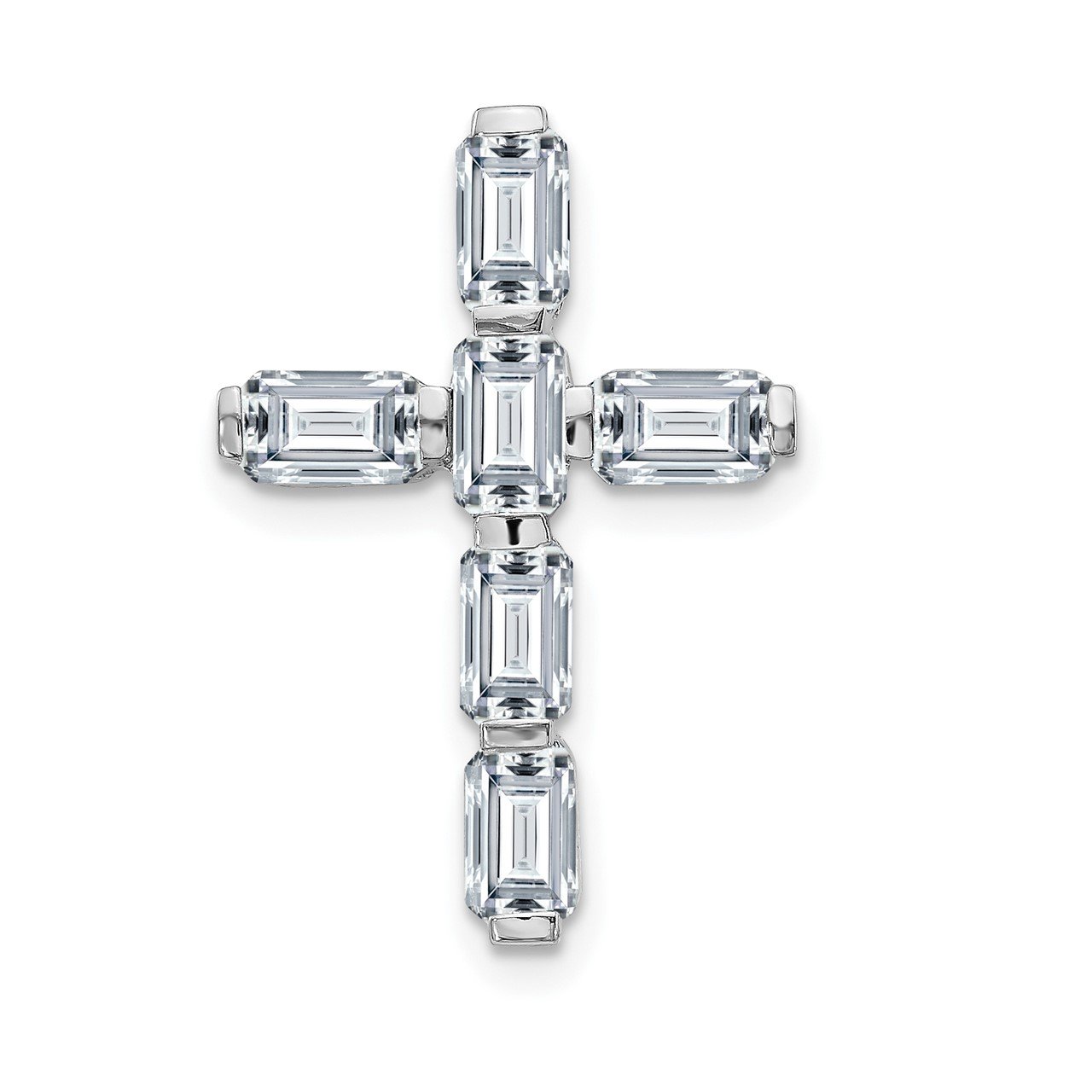 14K White Gold Cross Chain Slide D E F Pure Light Moissanite