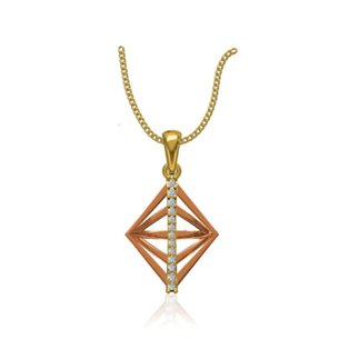 14k Two Tone Gold 0.116 Ct. Diamond Pendant