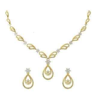 14k Yellow Gold 4.990 ct. Diamond Necklace /2.719 ct. Earrings Set