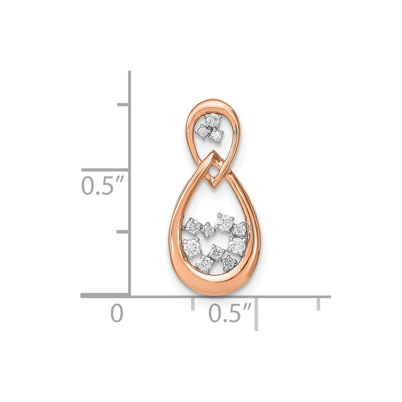 14k Rose Gold Polished Diamond Double Teardrop Chain Slide-4