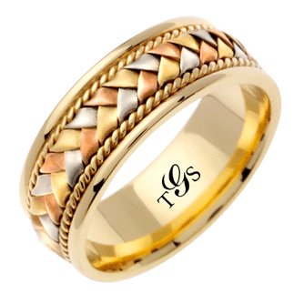 14K Three Tone Gold Band