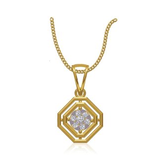 14k Yellow Gold 0.195 Ct. Diamond Octagonal Shape Pendant