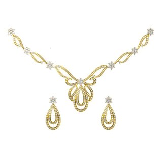 14k Yellow Gold 4.951 ct. Diamond Necklace /2.2 ct. Earrings Set
