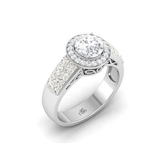 14K White Gold Natural Diamond Ring (Center Stone Not Included)