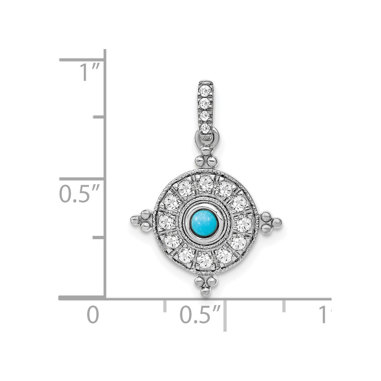 14k White Gold Turquoise and White Topaz Pendant-2