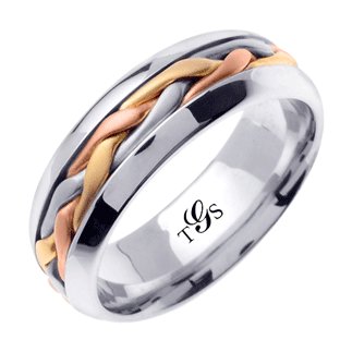 14K Three Tone Gold Band