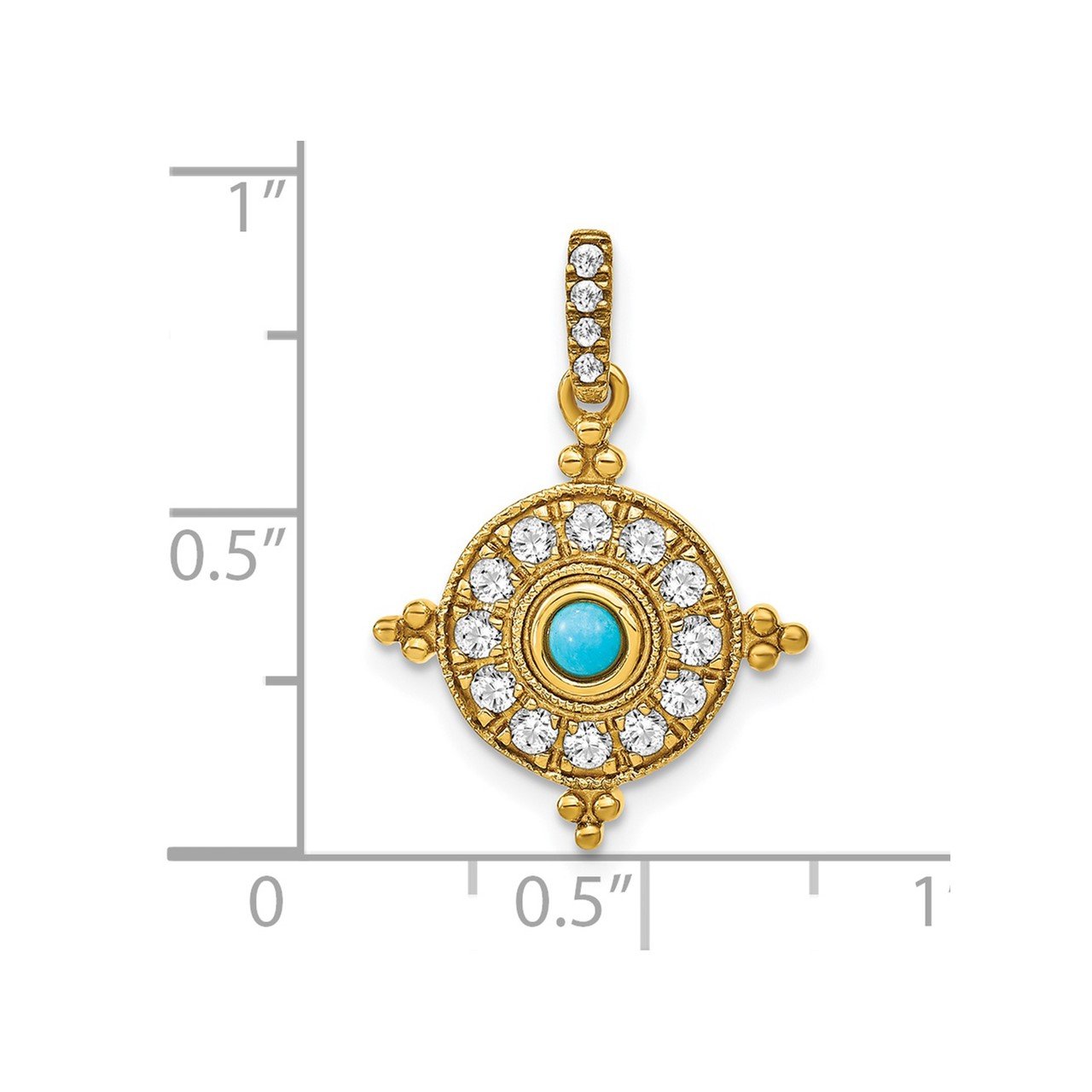 14k Turquoise and White Topaz Pendant-2