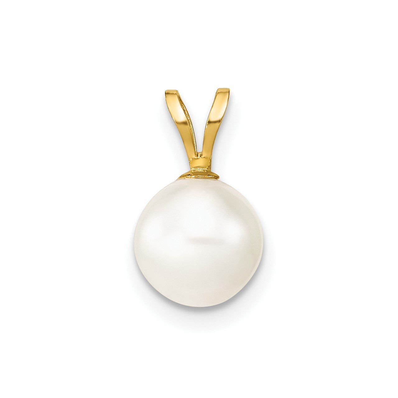 14K 7-8mm Round White FW Cultured Pearl Pendant