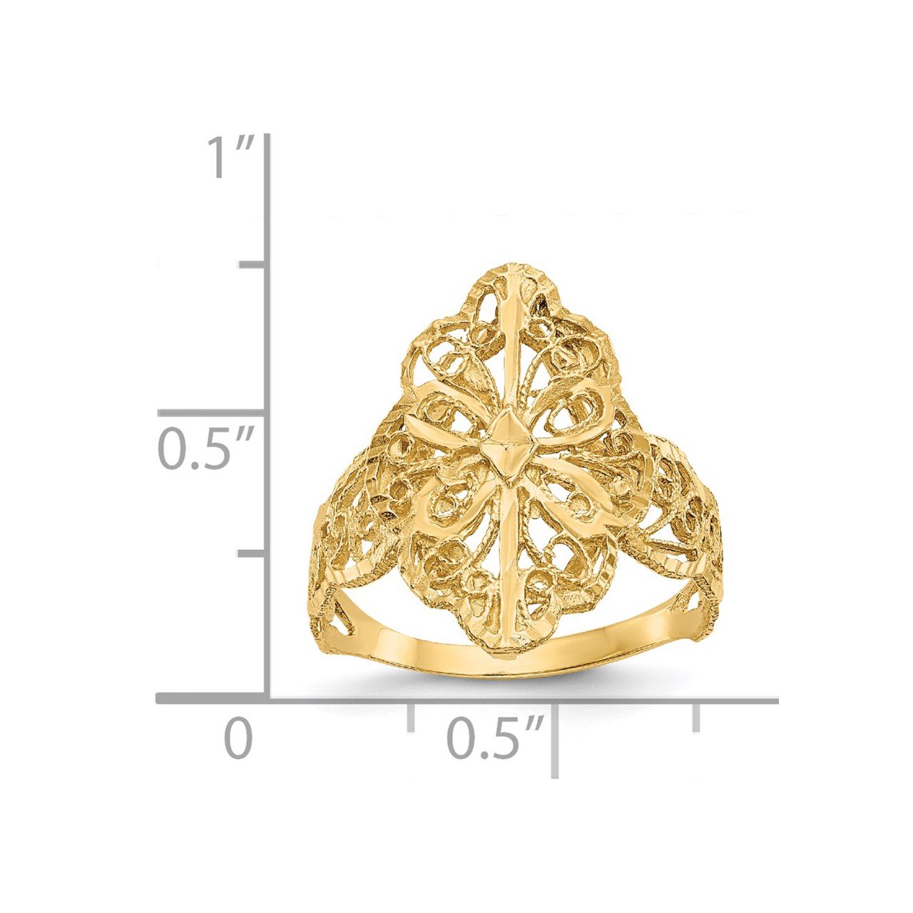 14K Diamond Cut Filigree Ring-2