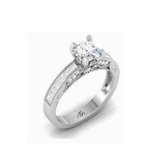14K White Gold Natural Diamond Engagement Ring