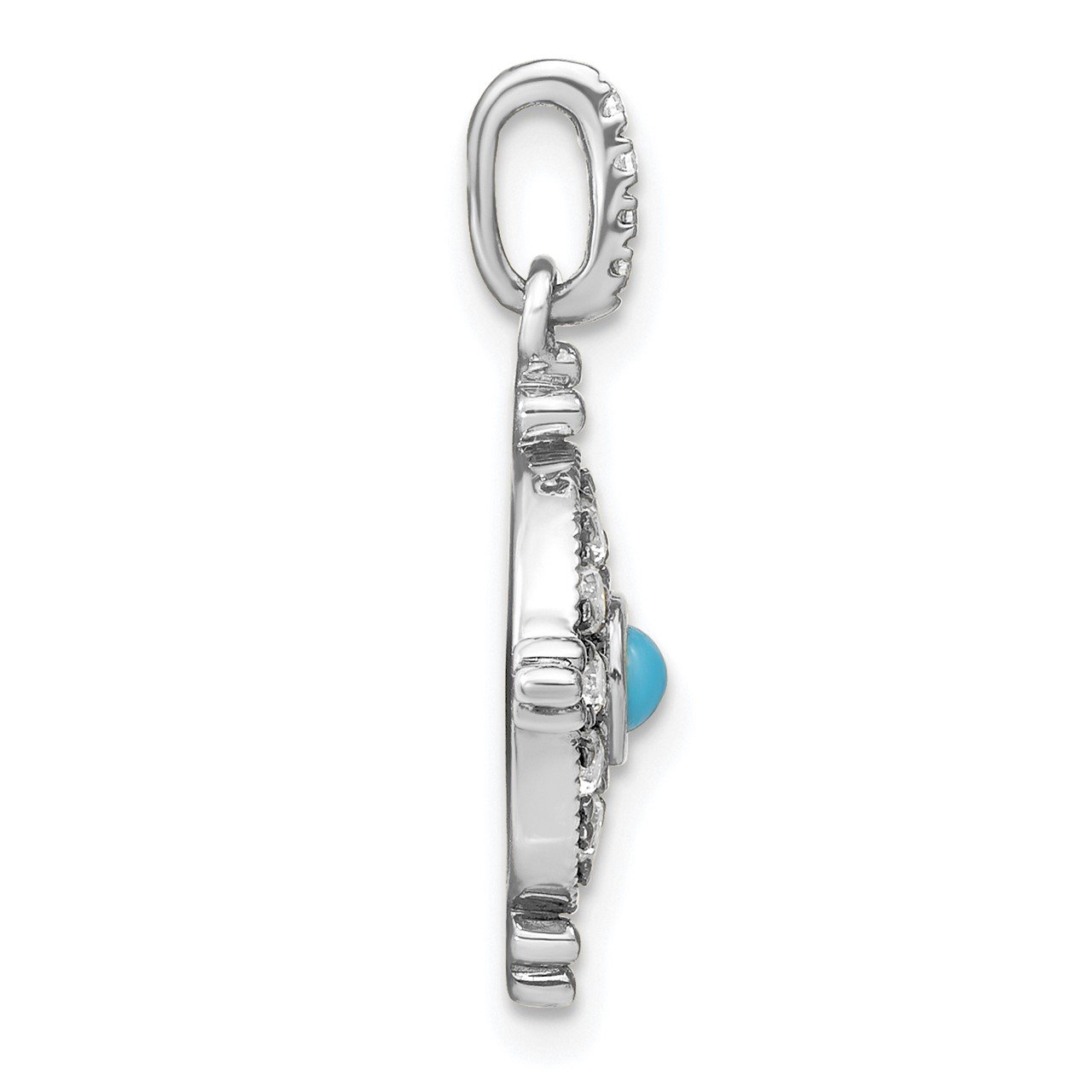 14k White Gold Turquoise and White Topaz Pendant-1