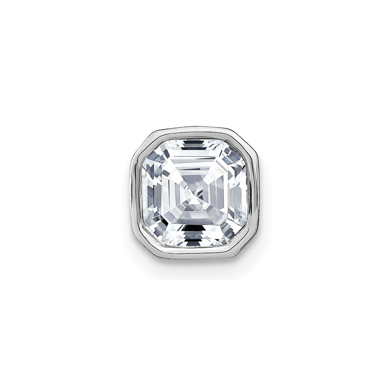 14k White Gold Asscher Bezel Chain Slide D E F Pure Light Moissanite