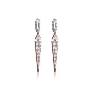 14K Rose Gold Natural 1.50 ct. Diamond Triangle Dangle Earrings