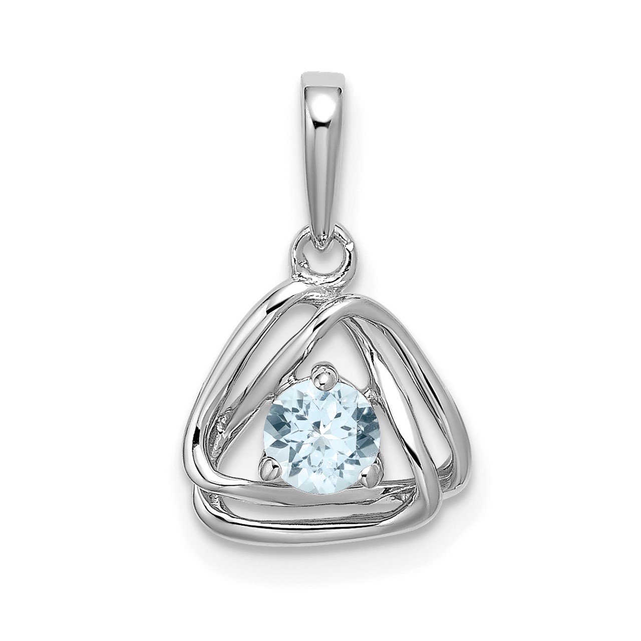 14k White Gold Aquamarine Triangle Pendant