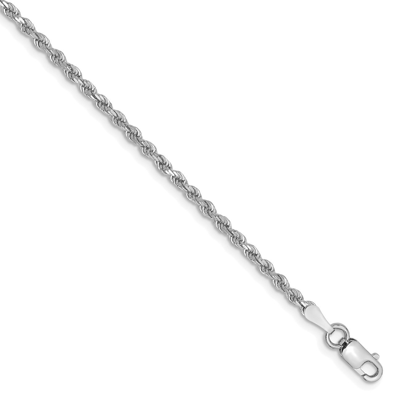 14k White Gold 2mm D/C Rope Chain