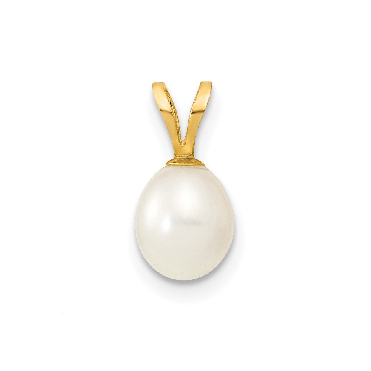 14K 6-7mm White Rice Freshwater Cultured Pearl Pendant