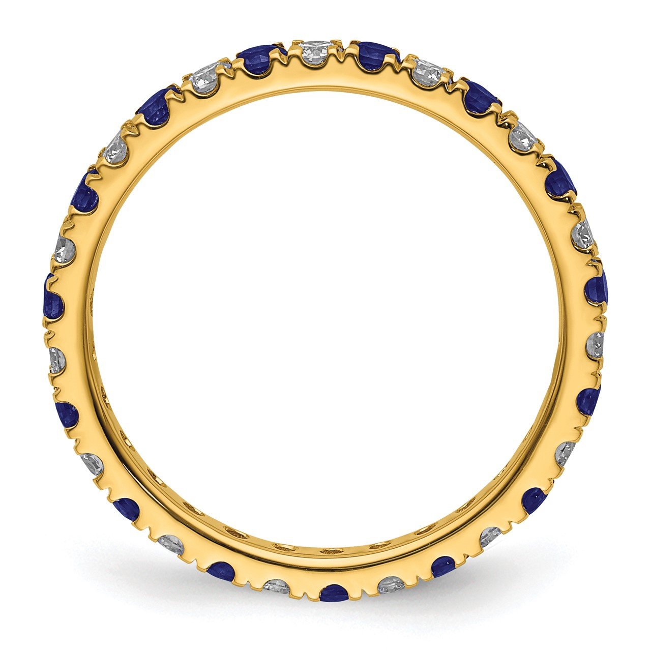 14k Lab Grown Diamond SI1/SI2 G H I and Created Blue Sapphire Eternity Band-1