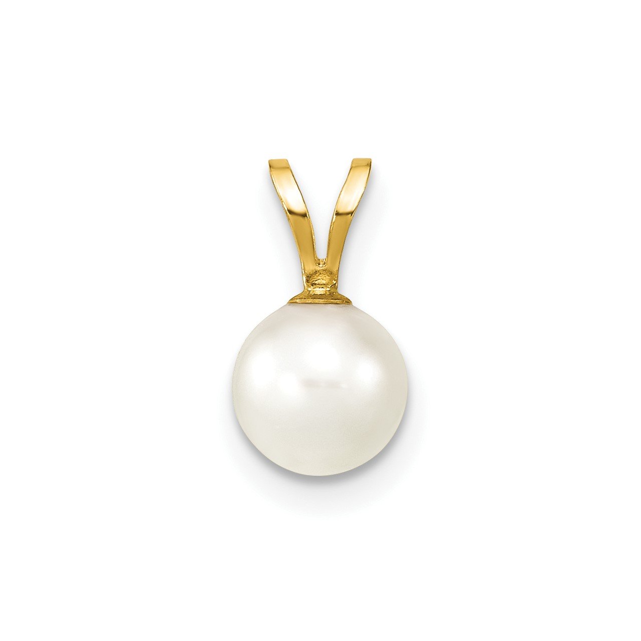 14k Gold 6-7mm White Saltwater Akoya Cultured Pearl Pendant