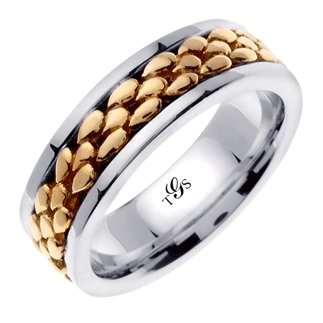 14K Two Tone Gold 7mm Band