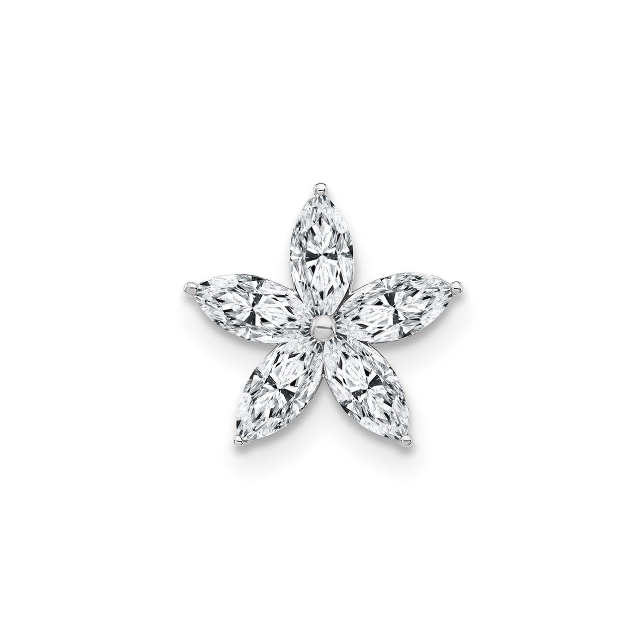 14K White Gold Flower Chain Slide G H I True Light Moissanite