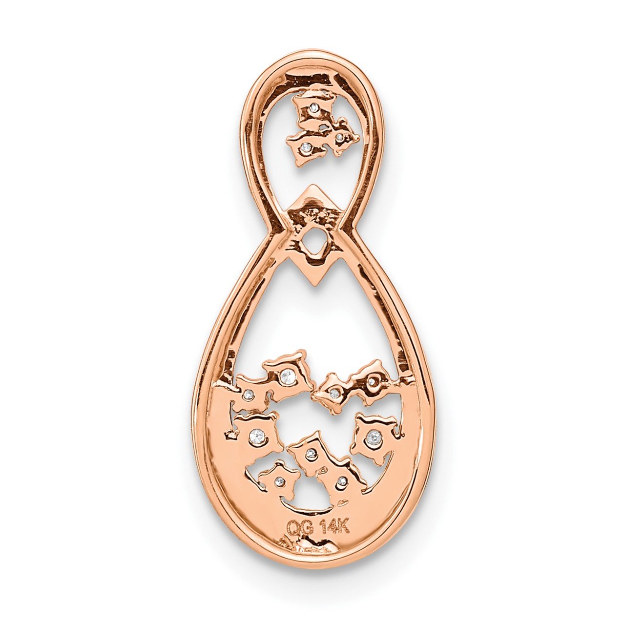 14k Rose Gold Polished Diamond Double Teardrop Chain Slide-2