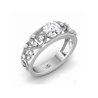 14K White Gold Natural Diamond Ring (Center Stone Not Included)