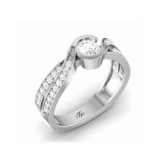 14K White Gold Natural Diamond Engagement Ring (Center Stone Not Included)