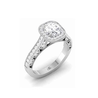 14K White Gold Natural Diamond Engagement Ring (Center Stone Not Included)