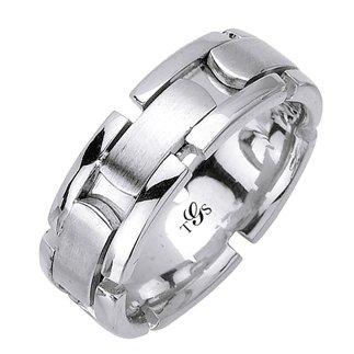 14K White Gold 8mm Band