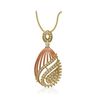 14k Two Tone Gold 1.28 Ct. Diamond Pear Shape Pendant