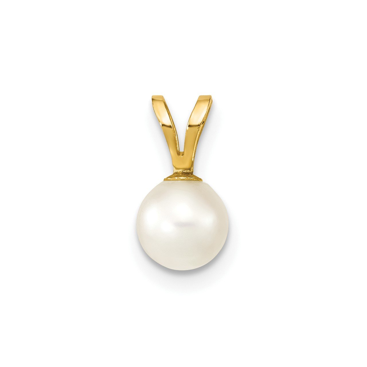 14k Gold 5-6mm Round White Saltwater Akoya Cultured Pearl Pendant