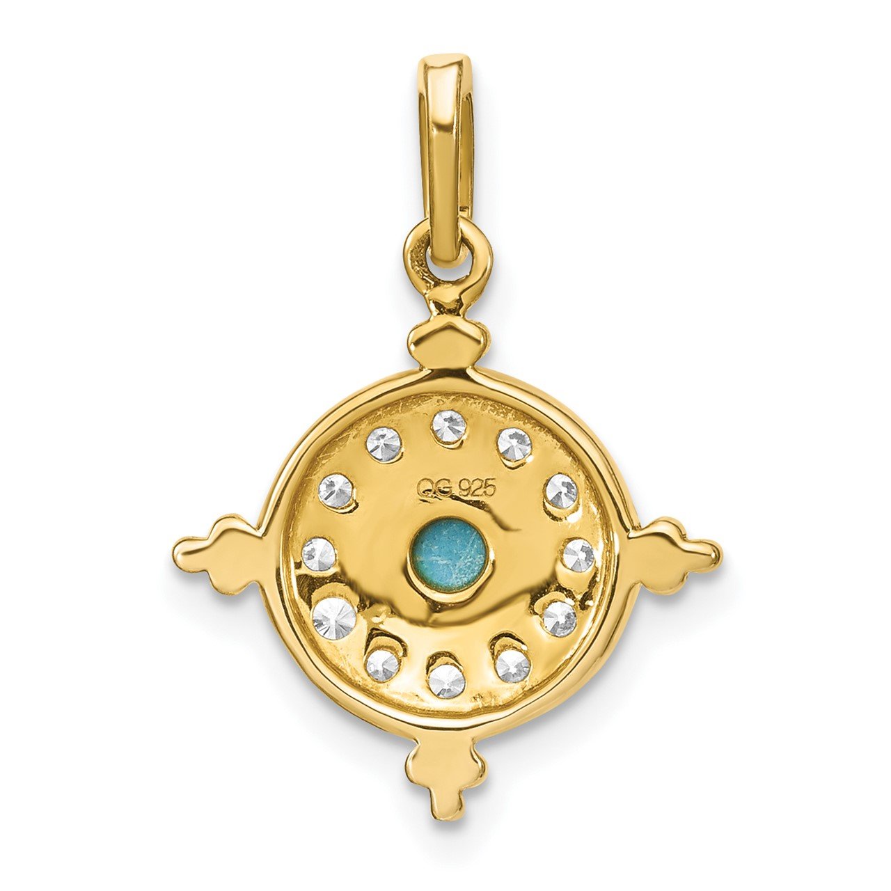 14k Turquoise and White Topaz Pendant-3