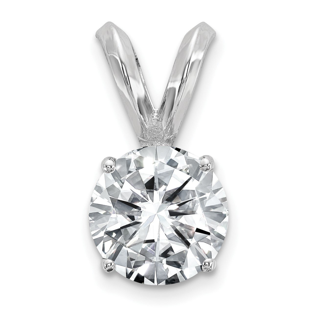 14kw 2.00ct. 8.0mm Round Moissanite Solitaire Pendant