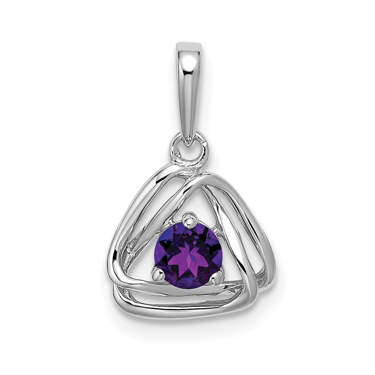 14k White Gold Amethyst Triangle Pendant