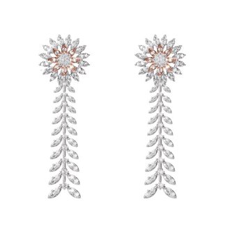 14k White Gold 2.858 ct. Natural Diamond Dangling Earrings