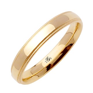 14K Yellow/White/Rose Gold Beaded Milgrain Band-0