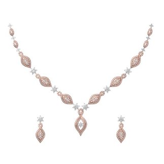 14K Rose Gold 2.945 ct. Diamond Necklace/ 0.730 ct. Earrings Set