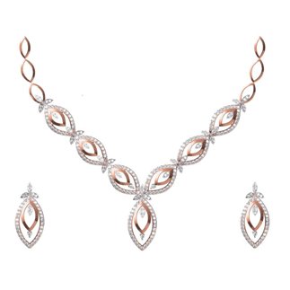 14K Gold Diamond Necklace / Earrings Set