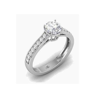 14K White Gold Natural Diamond Engagement Ring (Center Stone Not Included)