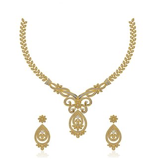 14K Yellow Gold 2.031 Ct. natural Diamond Necklace/ 0.898 ct. Earring Set