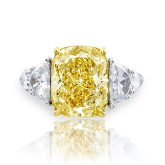 18K White Gold Fancy Yellow Natural Diamond Engagement Ring