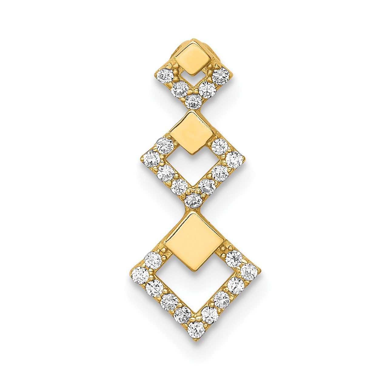 14K CZ Geometric Tiered Chain Slide Pendant