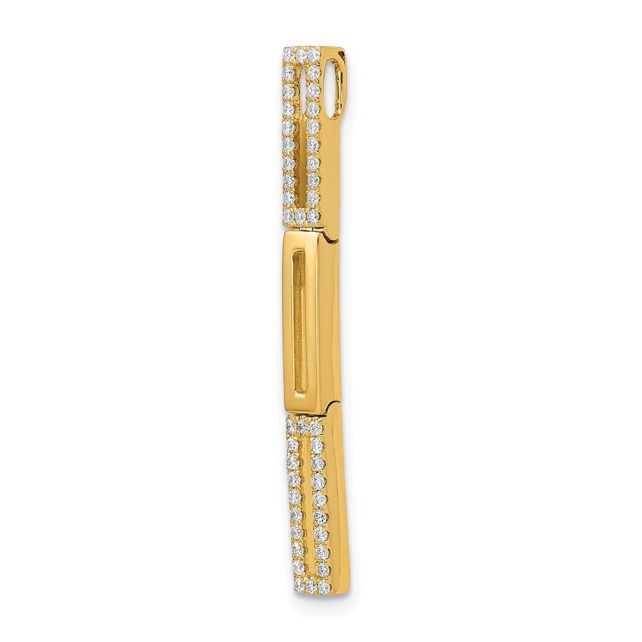 14k Polished Rectangle Link Diamond Chain Slide Pendant-3