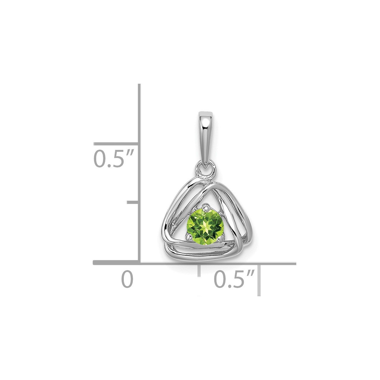 14k White Gold Peridot Triangle Pendant-1