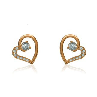 14K Yellow Gold  Diamond Heart Shape Earrings Gift for Valentin's Day Girls Girlfriends Women