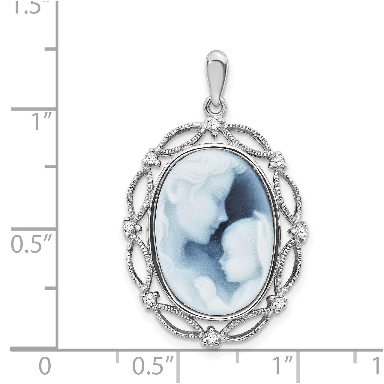 14k White Gold Heavens Gift Diamond Cameo with Sentiment Pendant-2